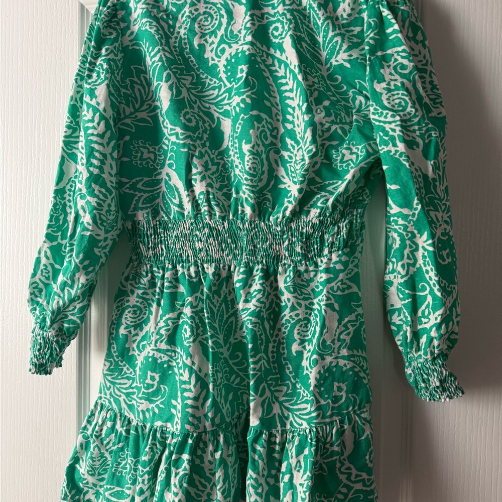 Zara Green Patterned Long Sleeve Dress - Picture 6 of 6